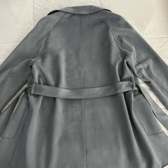 Zara faux suede stretch duster jacket - blue/grey - size medium - New with Tags - Picture 6 of 8